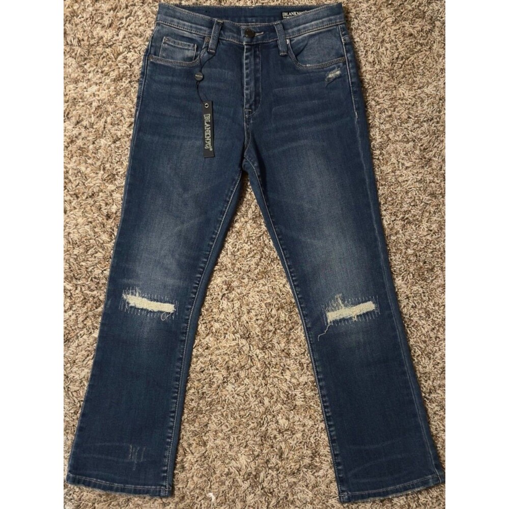 BLANKNYC The Micro Straight Leg Crop Jeans Happy Dust Distressed Womens 26 NWT - Picture 2 of 12